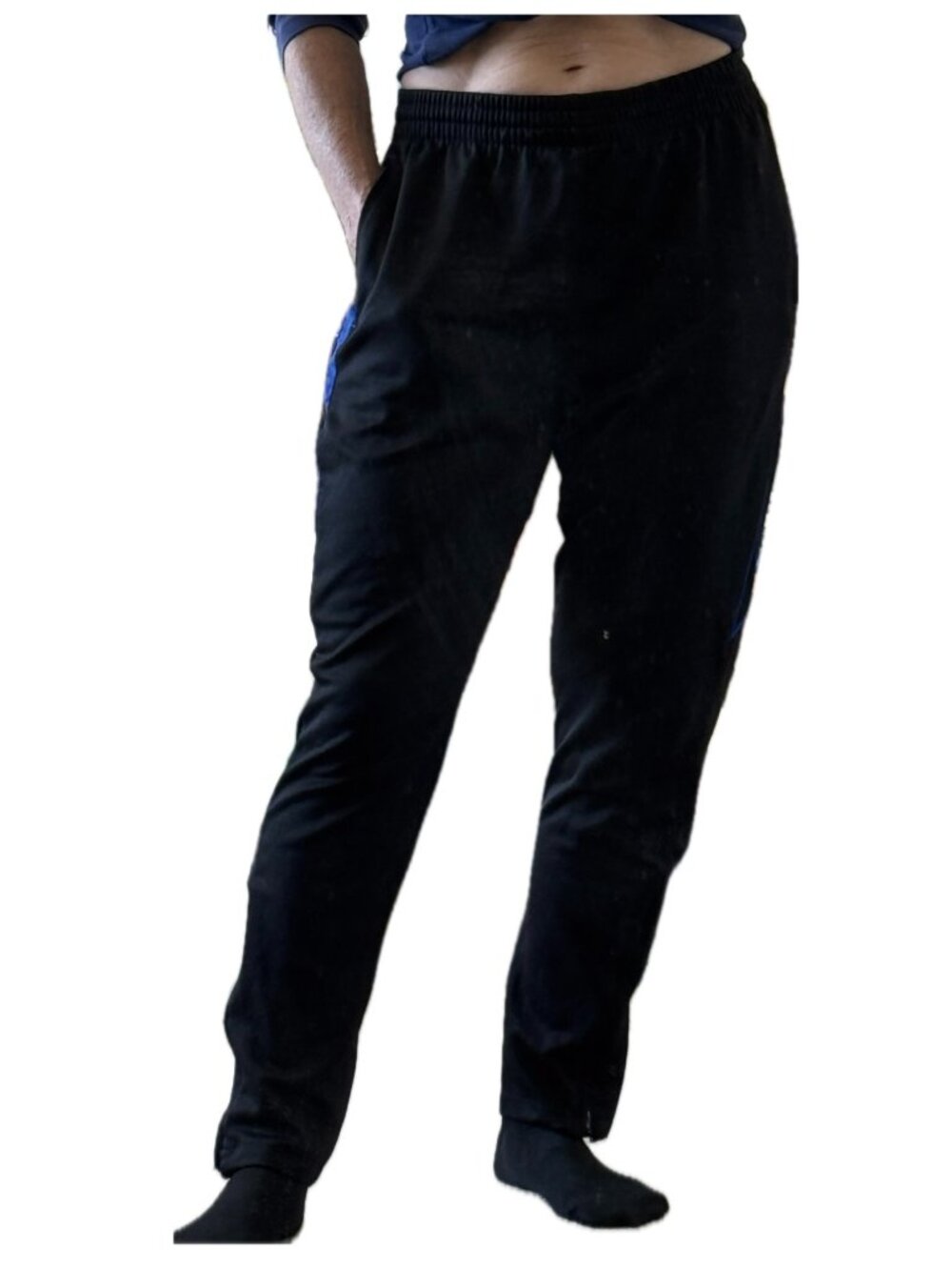 Running Pants Medium Weight Black Royal Blue Trim Sz XL Boys